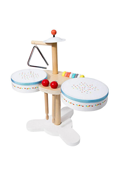 bebeLOGIC Set tobe de jucarie, instrumente percutie baterii din lemn, pentru ...