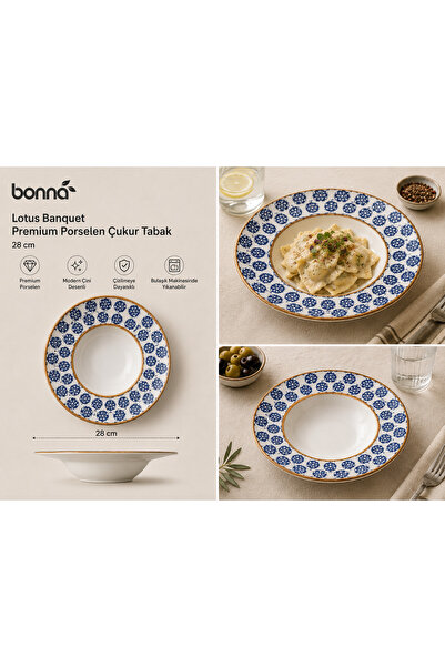 Bonnami Bonna Lotus Banquet Premium Porselen Çukur Tabak 28 cm - Modern Çini ...