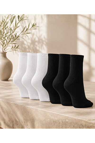 PUFAZZO Set de 6 șosete sportive de tenis unisex - bumbac natural, fără cusăt...