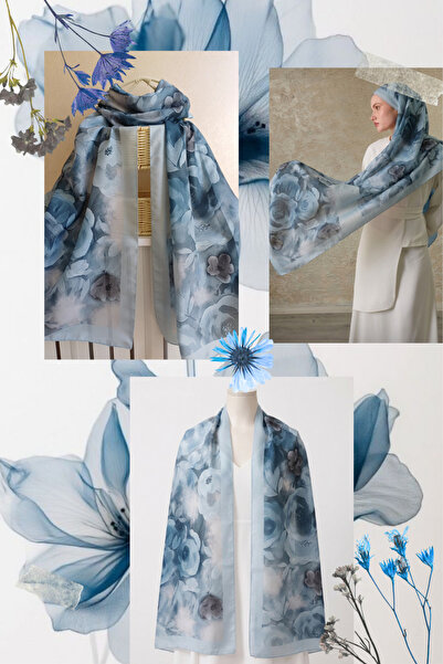 SK Scarfs Organik Pamuk Vual Çiçek Desen Şal