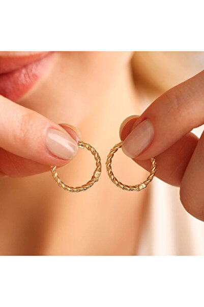 Sembol Gold Burgulu Altın Halka Küpe 1.5 cm
