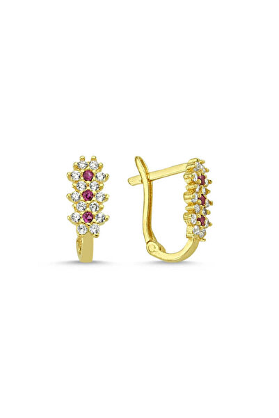 Sembol Gold Altın Çocuk Küpe 14 Ayar J Model Taşlı