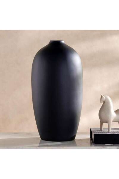 PAN HOME مزهرية ديكور أودين ليزلي من البولي ريزين 26.8x26.8x50 سم - أسود