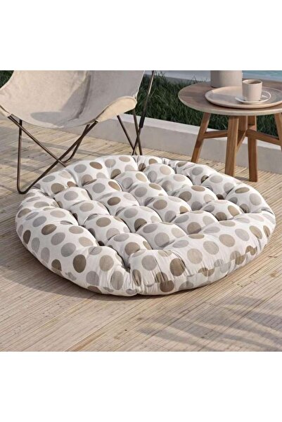 PAN HOME وسادة دائرية بنمط نقاط بيضاء مع إغلاق مخيط 240 جرام/متر مربع - 120×1...