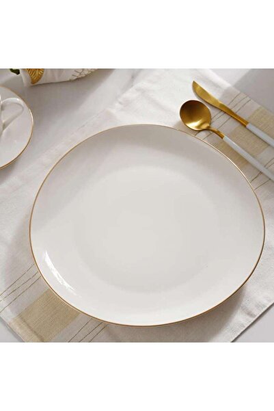 PAN HOME طبق عشاء أبيض اللون من أبريكس - قطر 28 سم