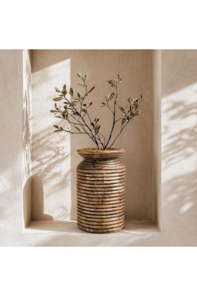 PAN HOME Mesa Mango Wood Ribbed Vase 20x20x28cm -natural