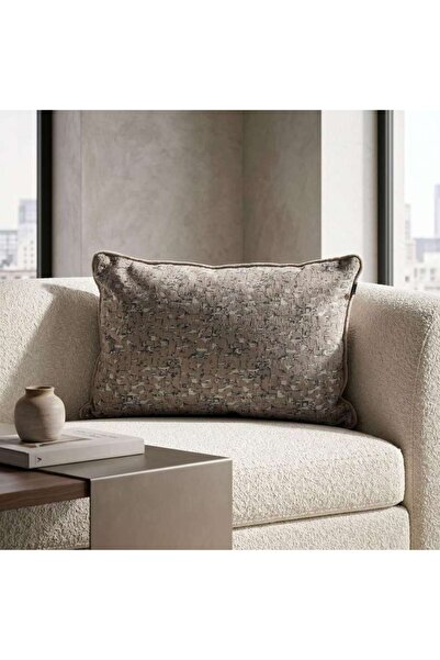 PAN HOME وسادة أتلانتا بتصميم مجرد وحشوة بديلة للريش - مقاس 40x60 سم - لون حجري