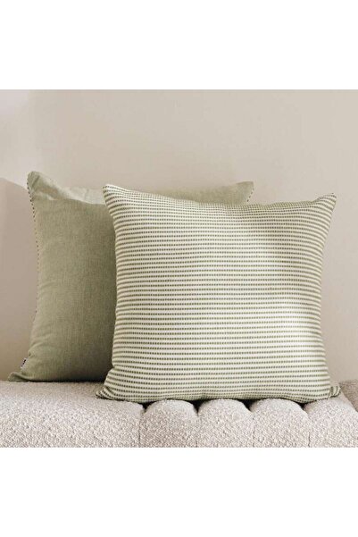 PAN HOME English Garden 2piece Cotton Rib Cushion Cover Set 50x50cm - Sage