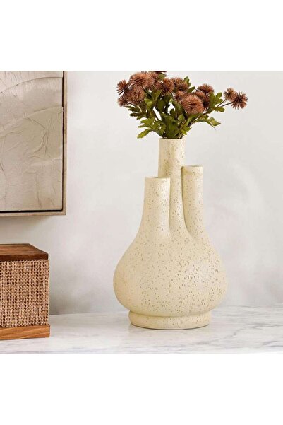 PAN HOME مزهرية كلير من البولي ريزين للديكور 25×22×40 سم - بيج