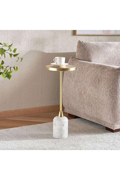 PAN HOME Cynan Drink Table Marble - White & Gold