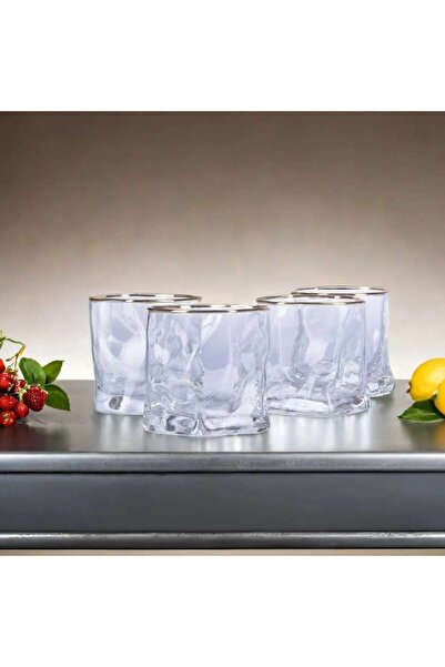 PAN HOME Jovina 4-piece Dof Glass Set With Gold Rim 280ml - Clear