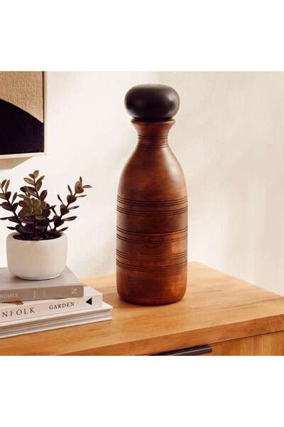 PAN HOME Caleb Decorative Wooden Vase 13x13x41cm - Brown