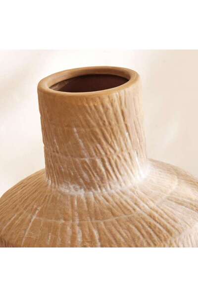 PAN HOME مزهرية ليستر الخزفية 24.3×24.3×37.5 سم - بني فاتح