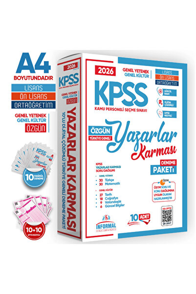 İnformal Yayınları 2026 Güncel KPSS Lisans-Önlisans-Ortaöğretim Yazarlar Karm...