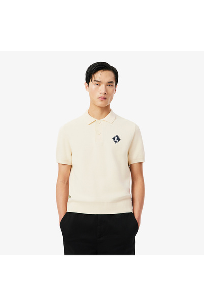 Lacoste Erkek Classic Fit Kısa Kollu Polo Yaka Krem Triko