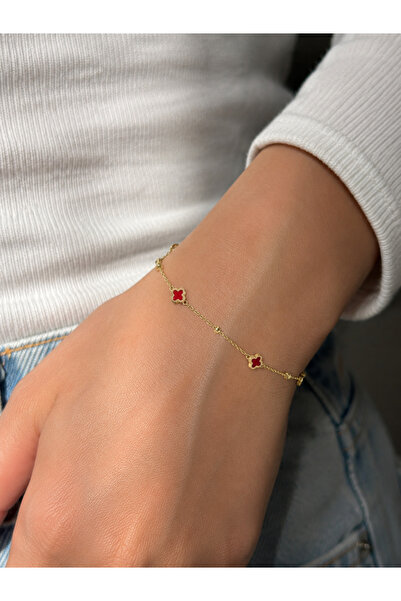 Zeynepli gold & jewelry 14 AYAR ALTIN ZARİF MİNELİ YONCA BİLEKLİKLER