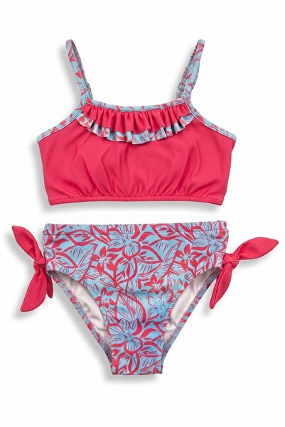 Mnk Baby&Kids Girl's Patterned Swimsuit Sea and Pool Bikini Set M00815 Pomegr...