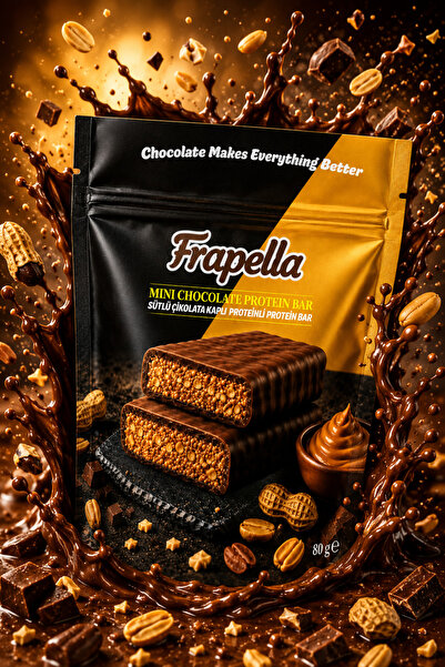 Frapella Sütlü Çikolata Kaplı Proteinli Yer Fıstıklı Bar 80 Gr. x 12 Adet