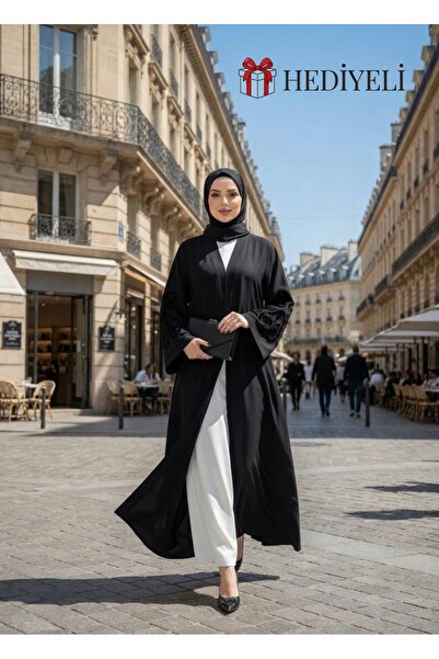 Muslima Wear Muslima Siyah Saten Abaya