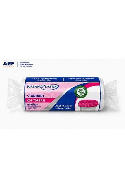 TEMİZLİK Kazanç Plastik Standart Mini Boy Çöp Torbası 40x50 cm 40 Adet Beyaz ...
