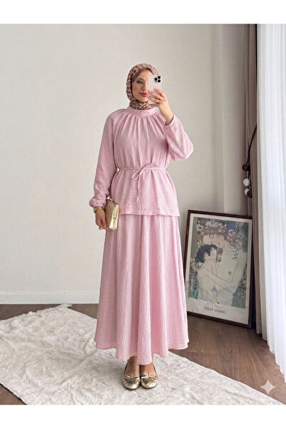 Miraydın Butik Γυναικείο Σετ Φούστας Μουσελίνας Oversize με Δέσιμο στη Μέση M...