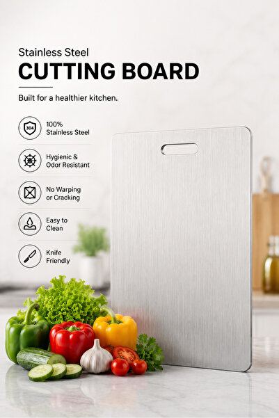 Generic 304 Stainless Steel Cutting Board – Heavy Duty Kitchen Chopping Board...