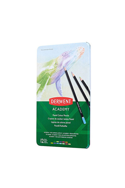 Derwent 12 creioane colorate cutie metalică Academia