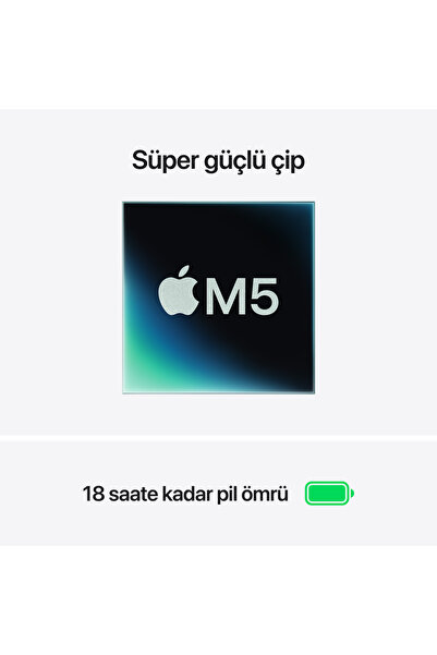 Apple 13" MacBook Air: Apple M5 çip, 10 çekirdekli CPU ve 10 çekirdekli GPU, 16 GB RAM, 1 TB SSD - Gece Yarısı