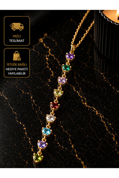 PURE BERRY Y KOLYE SF ZİNCİRLİ ZİRKON TAŞLI ÇELİK GOLD RENK