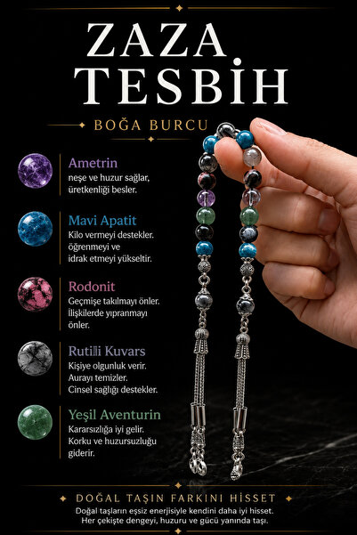 OSMANLI DEĞERLİ TAŞ Bulldozer Zaza Tasbih Piatra naturala Ametrin, Apatit alb...