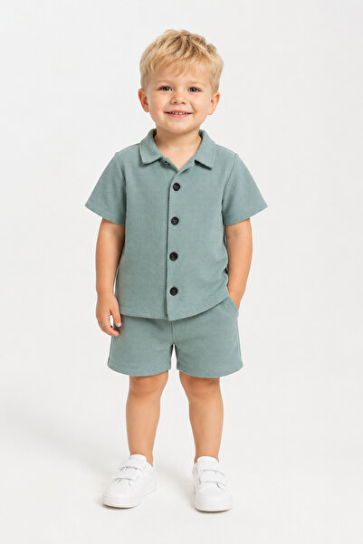 Mai Perla Children's Waffle Fabric Short Sleeve Shirt and Shorts Set 2-Piece ...
