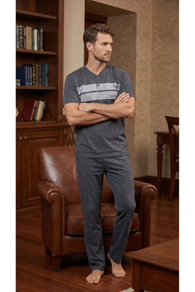 Rimoli Erkek Büyük Beden Kısa Kollu Pijama Takımı