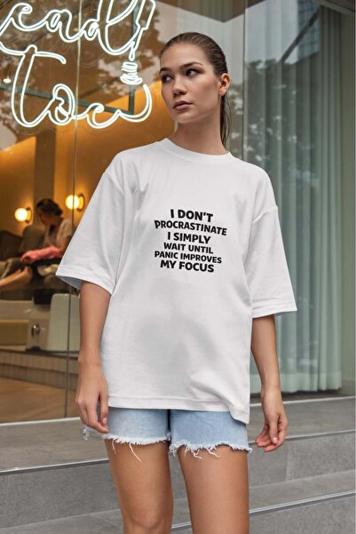 buzagi tasarım ürünleri Sarcastic Oversize Unisex White T-Shirt