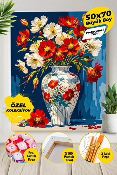 Picasso World Hobby Art Alev Çiçekleri Sayılarla Boyama Numaralı Tuval Seti F...