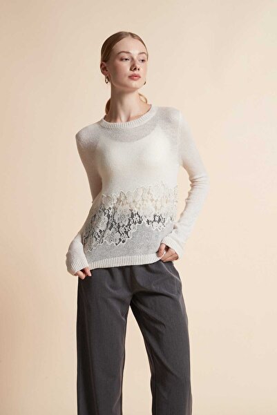 Yola Lace-Trim Long-Sleeve Sweater
