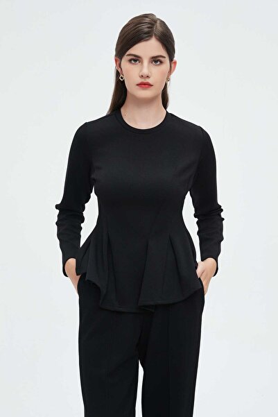 Nichii Women's Long Sleeve Ruffled Waist Blouse