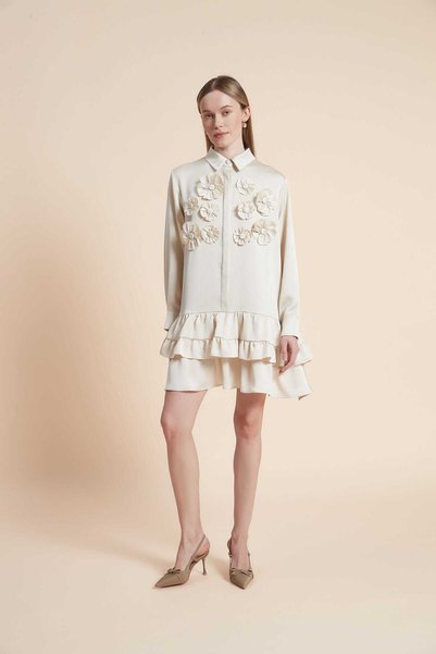Yola Long-sleeve floral short dress