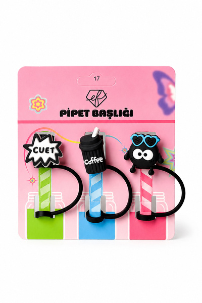Ecrou Ef Butik Black Cute Cat Temalı Pipet Charmı