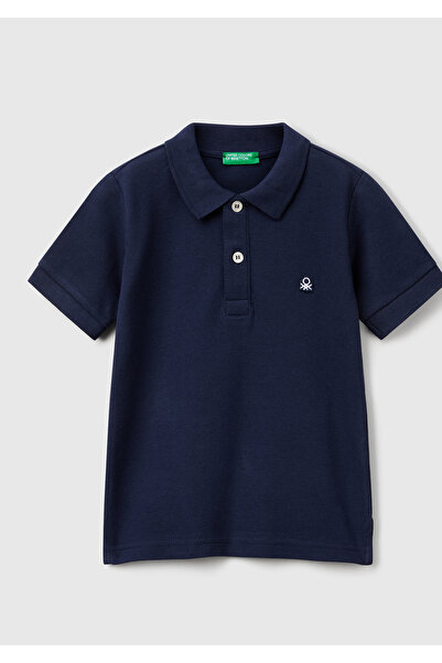 United Colors of Benetton Erkek Çocuk Lacivert Logolu Pike Polo T-Shirt
