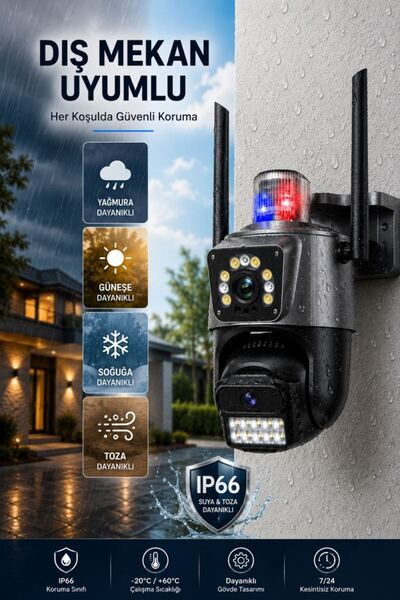 Ventus ICSee 223 6MP Dual Lens 355° Görüş Hareketli   Gece Görüş Sesli Görüşme Akıllı Kamera Çakarlı Alarm