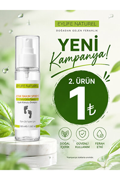 eylife naturel Ayak Kokusu Giderici ve Ayak Terleme Önleyici Sprey 100 ml