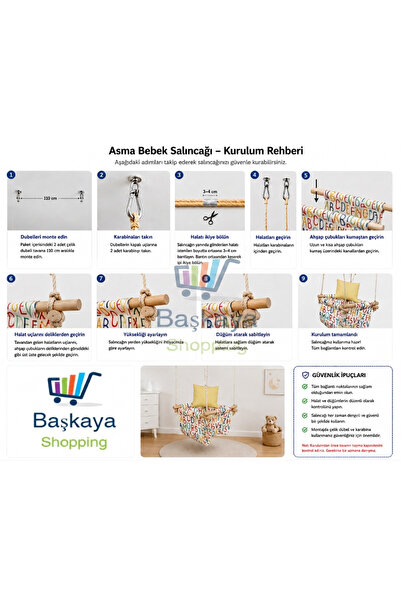 hupim Bebek Salıncagı Beşik - Ahşapsiyah Zikzaklı
