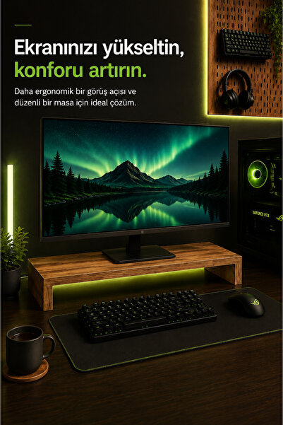 Atlanta Home Vela 65 Cm Gaming Oyuncu Monitör Yükseltici Standı Setup Düzenle...
