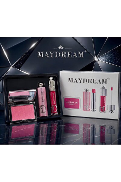 MAYDREAM احدث مجموعة طقم الثلاثي المتألق روج و مرطب و احمر خدود من ماي دريم ر...