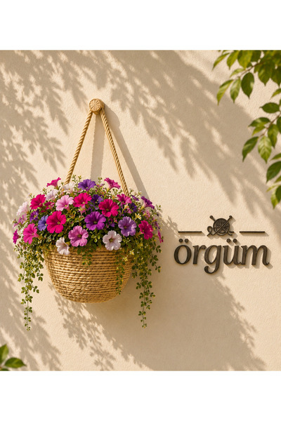 EGE ÖRGÜM Sepet Dekoratif Mini Duvar Sepeti 12x10 cm BİTKİ DAHİL DEĞİLDİR