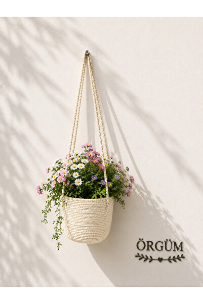 ÖRGÜM Çiçeklik Dekoratif Saksılık 15x15 Cm BİTKİ VE ASMA APARATI DAHİL DEĞİLDİR