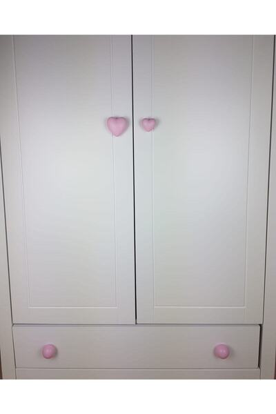 TURUNÇ AKSESUAR Large Light Pink Chubby Heart Handle - Width 6.5 cm Length 6 cm Baby Kids Teen Room Cabinet Furniture Handle