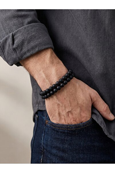 Parmas Design Double Onyx Black Steel Premium Masculine Men's Bracelet 01835