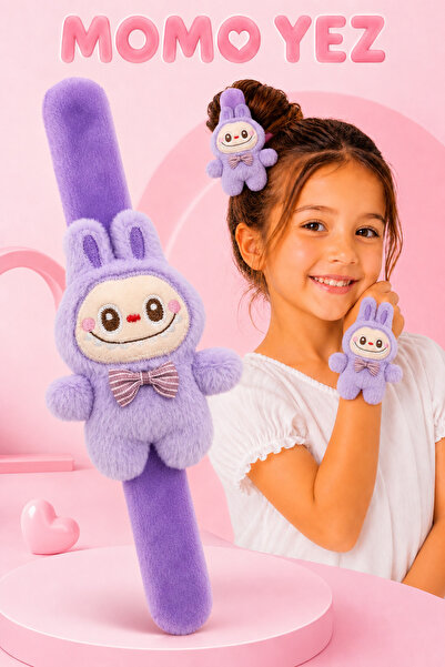 İthal Labubu Labubu Peluş Bileklik Oyuncak – Bileğe Vurunca Sarılan Slap Bile...