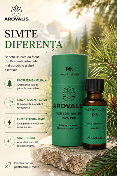 Arovalis. ULEI ESENȚIAL BIO DE PIN 10 ml (Pinus sylvestris) 100% PUR